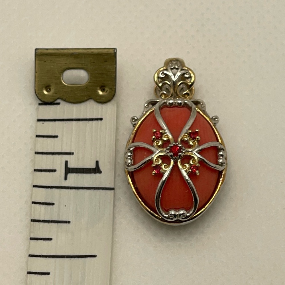 Gems en Vogue Salmon Coral Sapphire Pendant - Picture 7 of 14